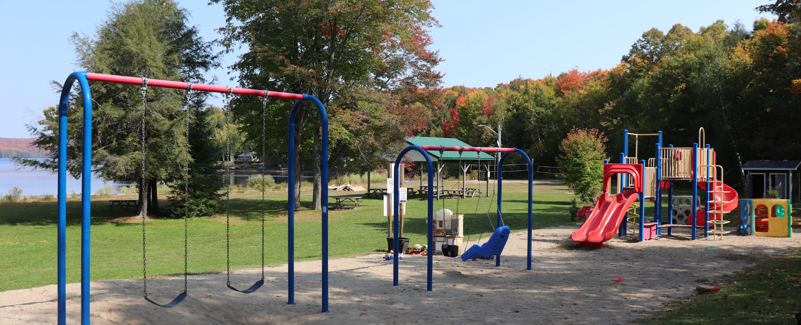 Playground equipment at Haliburton Lake